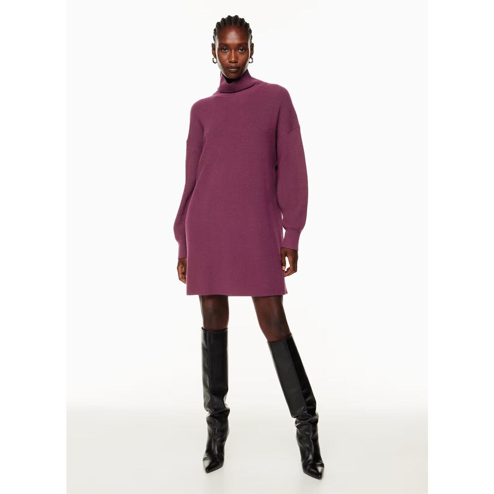 Womens Size S Aritzia Babaton Maclean 100% Merino Wool Turtleneck Sweater Dress